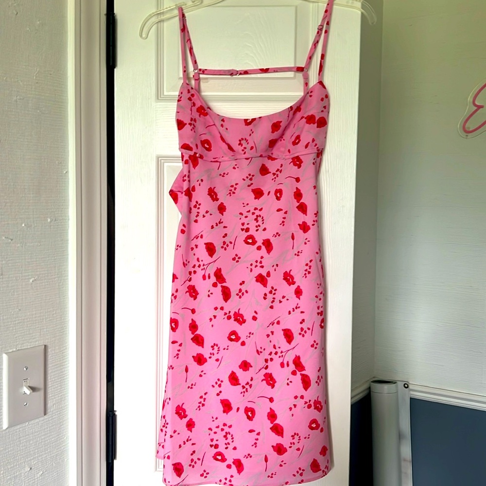 pink and red mini dress